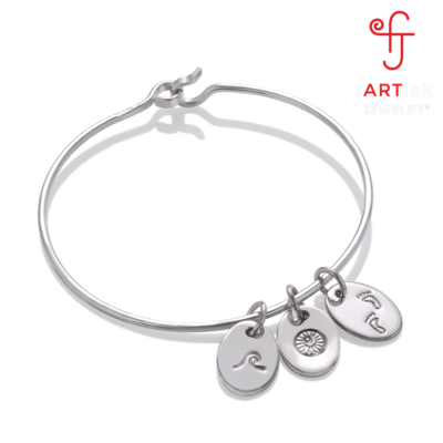 Triathlon Charm Bangle Bracelet Sterling